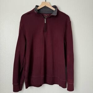 Van Heusen Mens Maroon Red Quarter Zip Sweater Pullover Longsleeve Size Medium